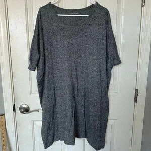 Eileen Fisher Heather Gray Organic Cotton Hemp Dress Oversized Boxy Woman Size S